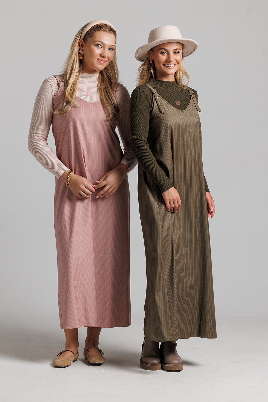 Loup Pinstripe Buckle Slip Jumper in Pink