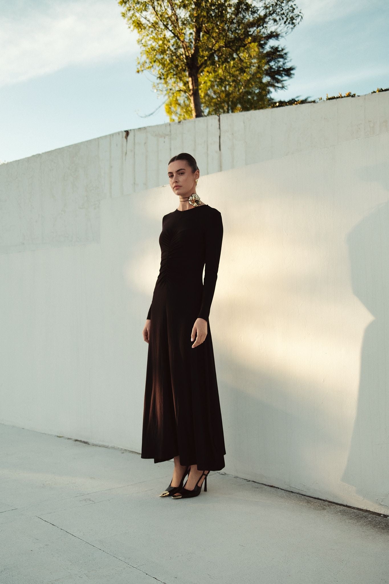 Bliss Ruched Jersey Dress Black