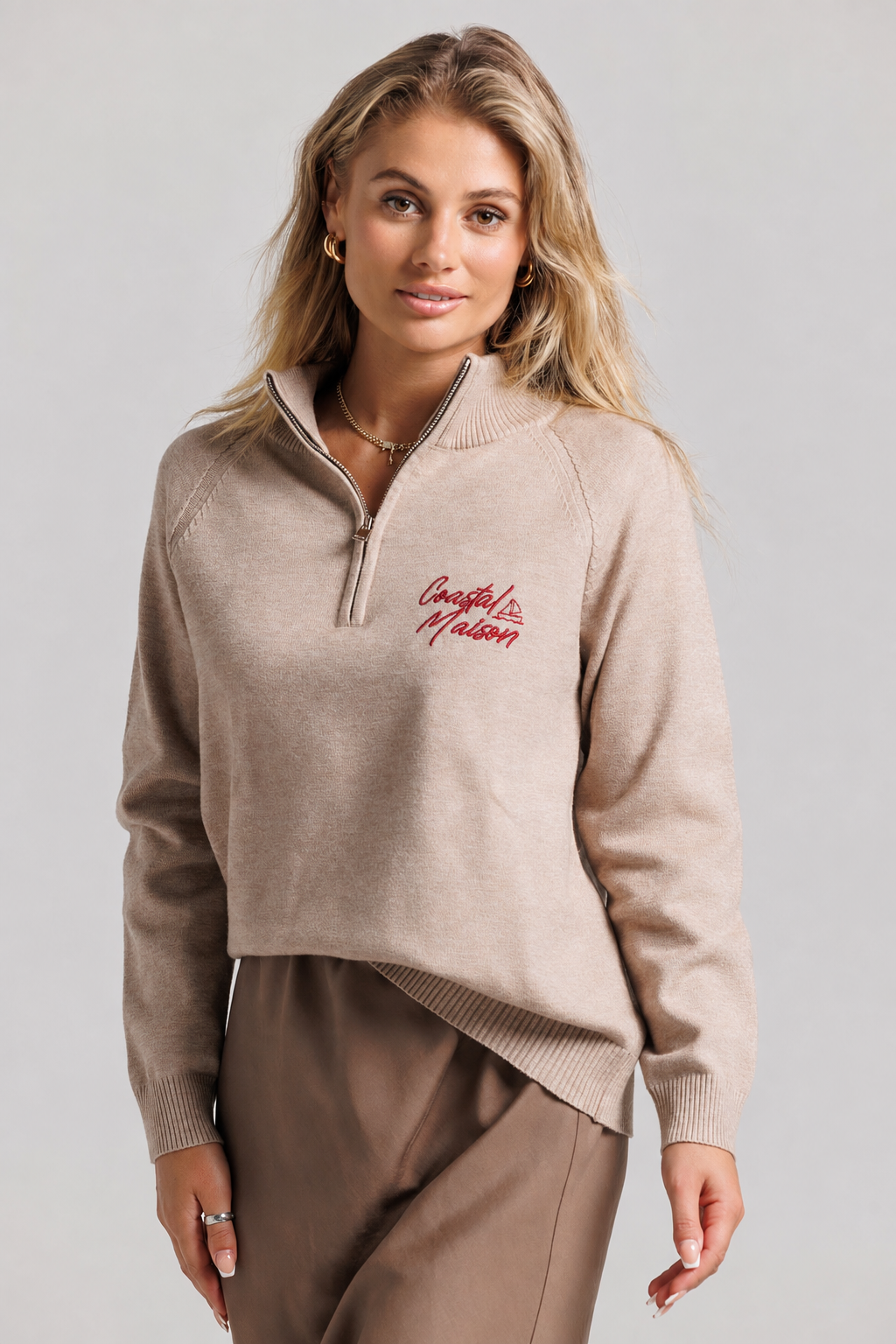 Loup Coastal Sweater Tan & Red