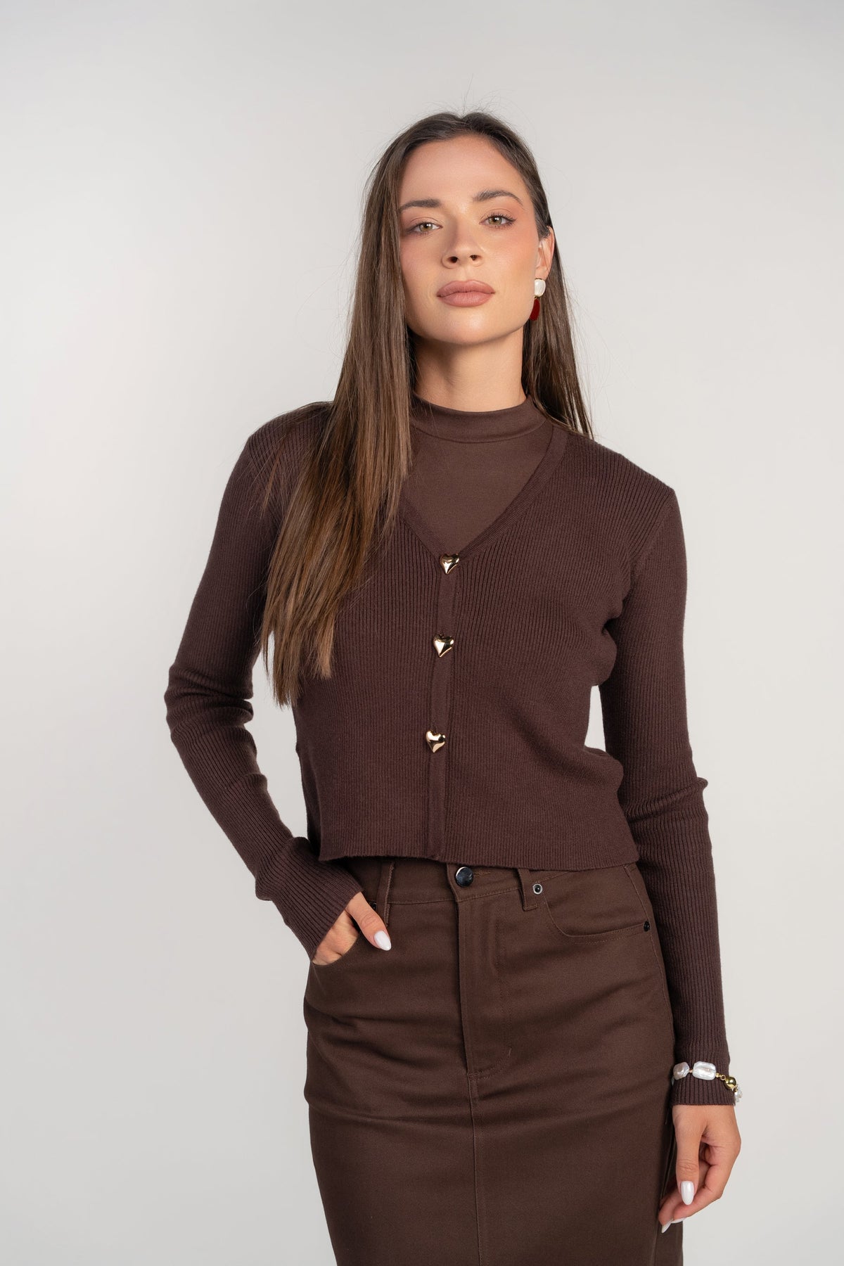 Adina Las Vegas V-Neck Cardi w/ Heart Buttons