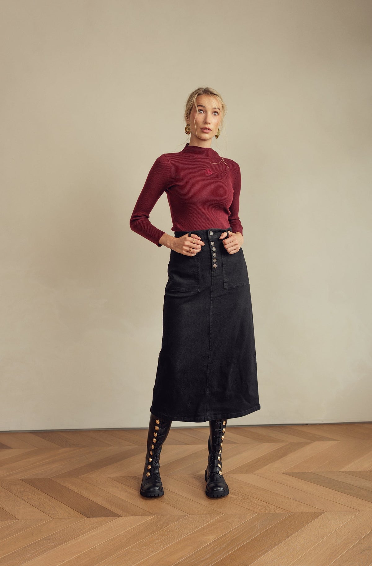 Bliss Black Denim Skirt