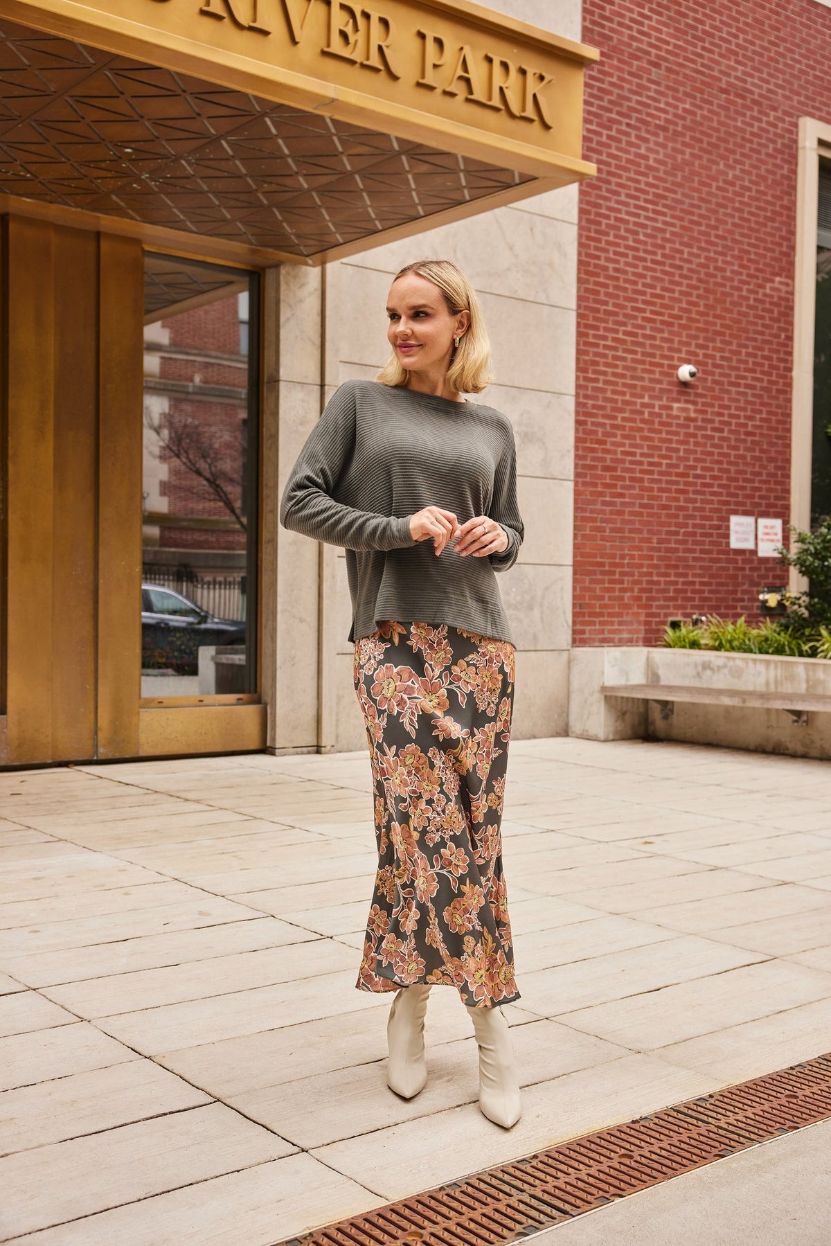 Japparel Cosmo Floral Satin Skirt