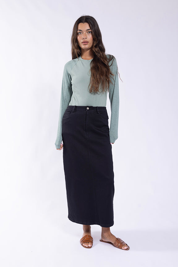 Monn straight black denim Skirt