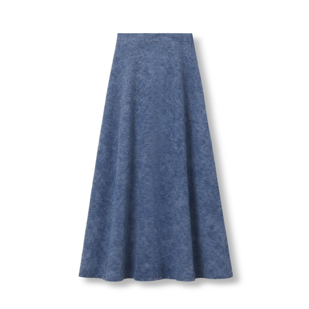 Three bow maxi camp skirt wash denim