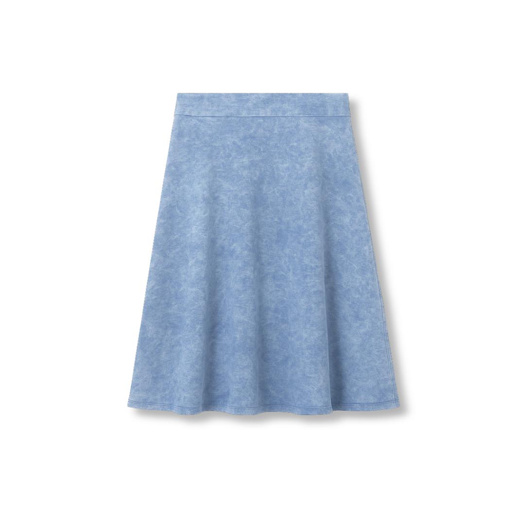 Three bows women classic camp skirt denim wash 25''