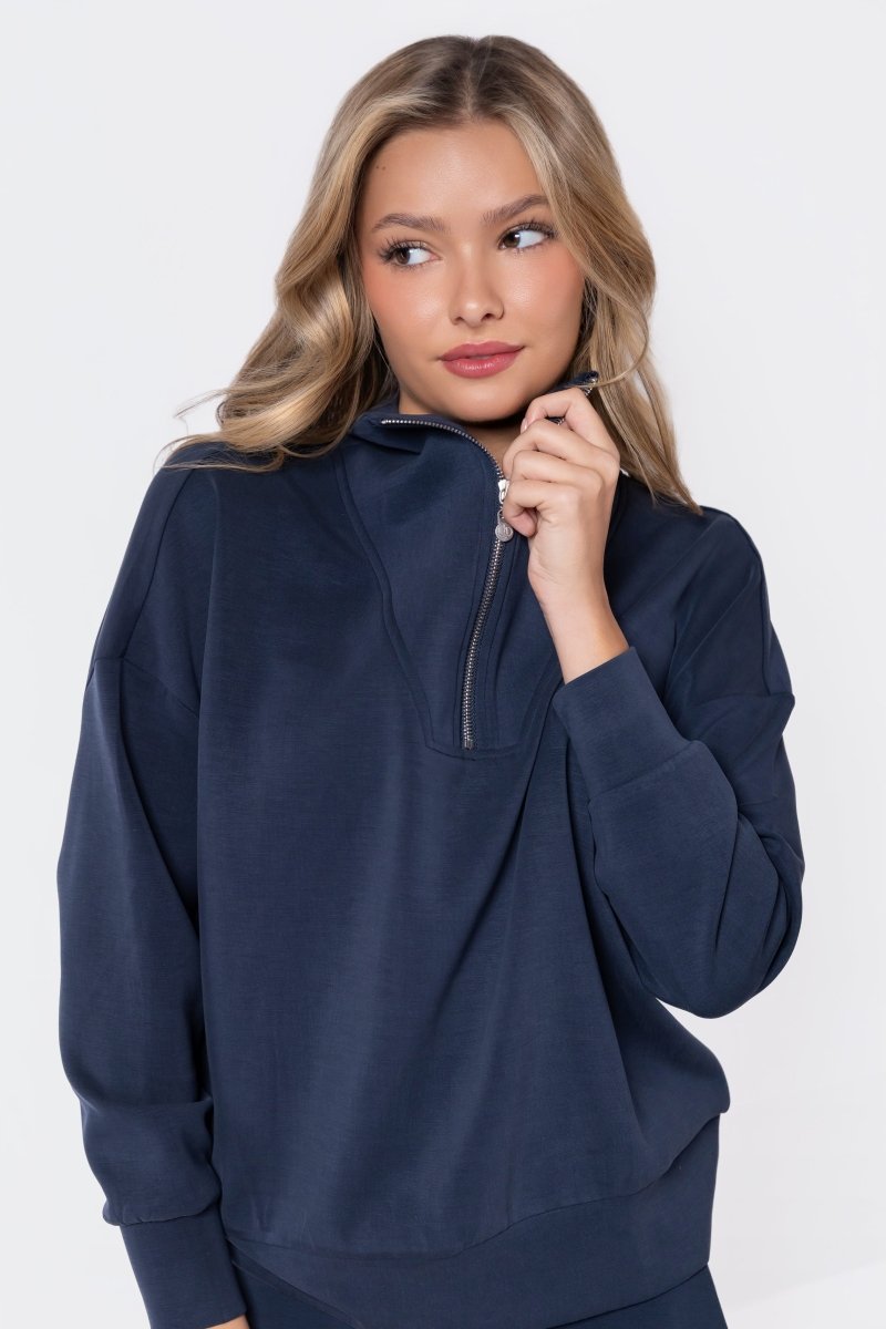 Yakira Bella Mina Half Zip Top Navy