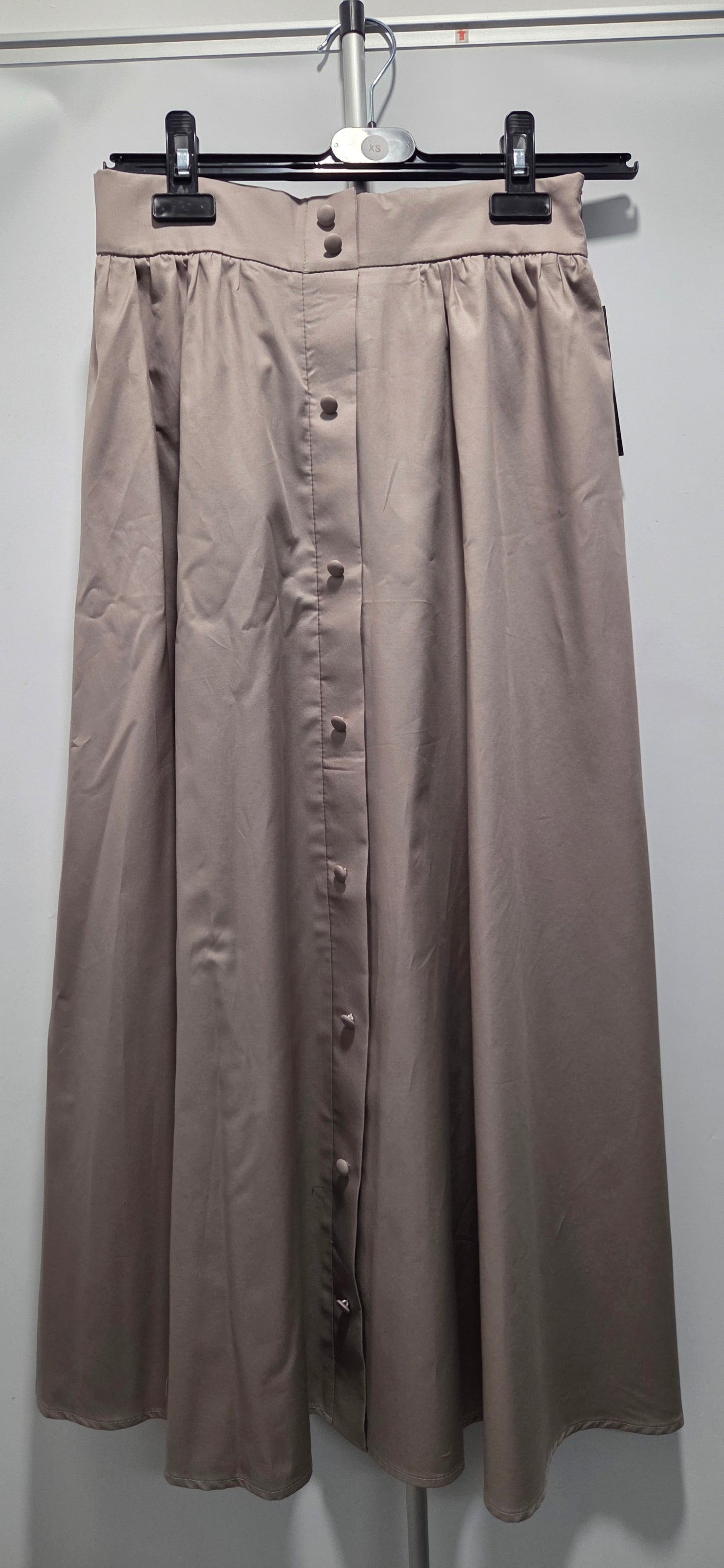 Weekend Beige Button Skirt