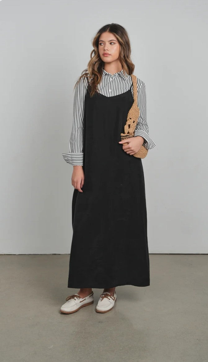 Point brushed A line dress black S261427