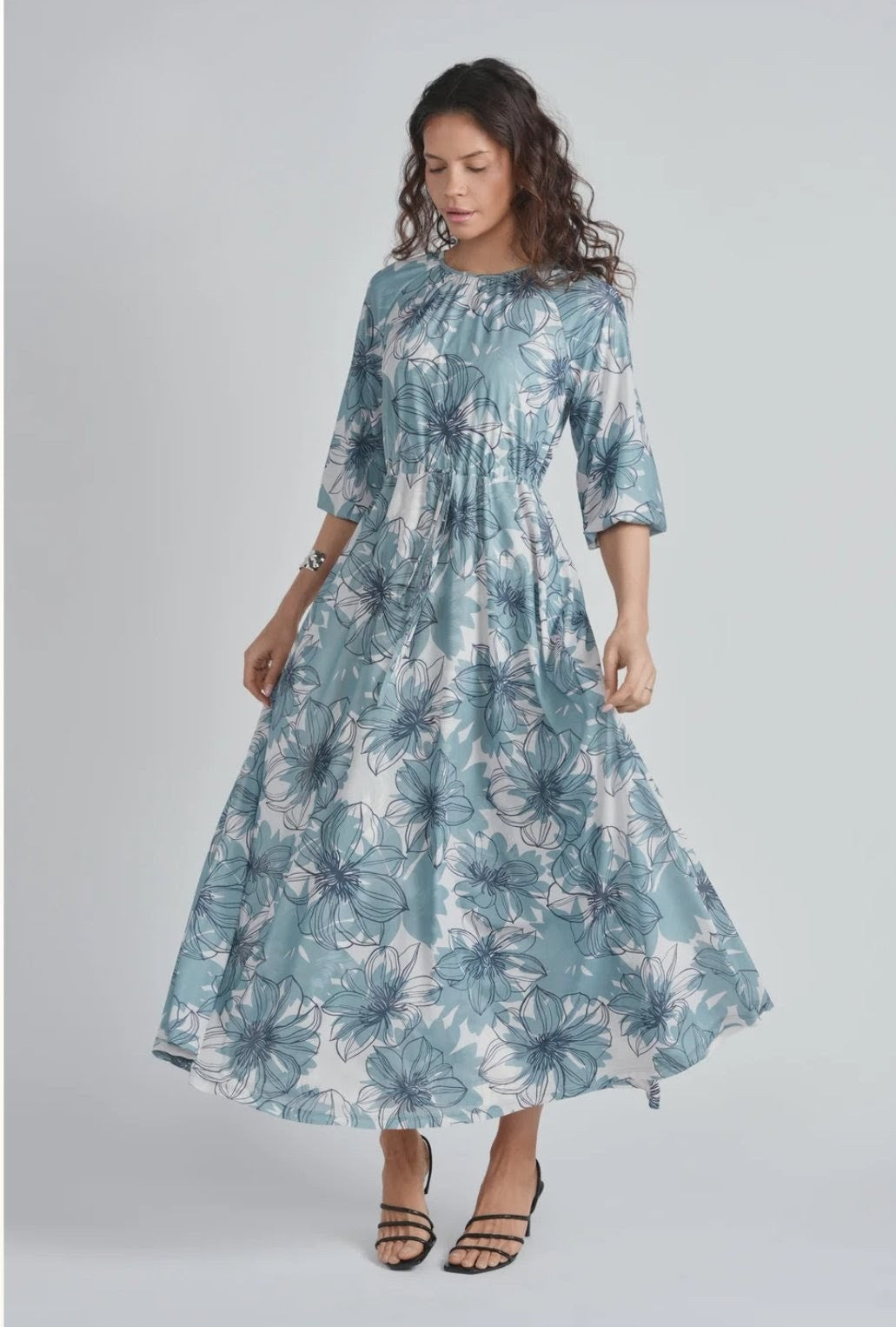 Lunella Irisa Drawstring Floral Mesh Dress