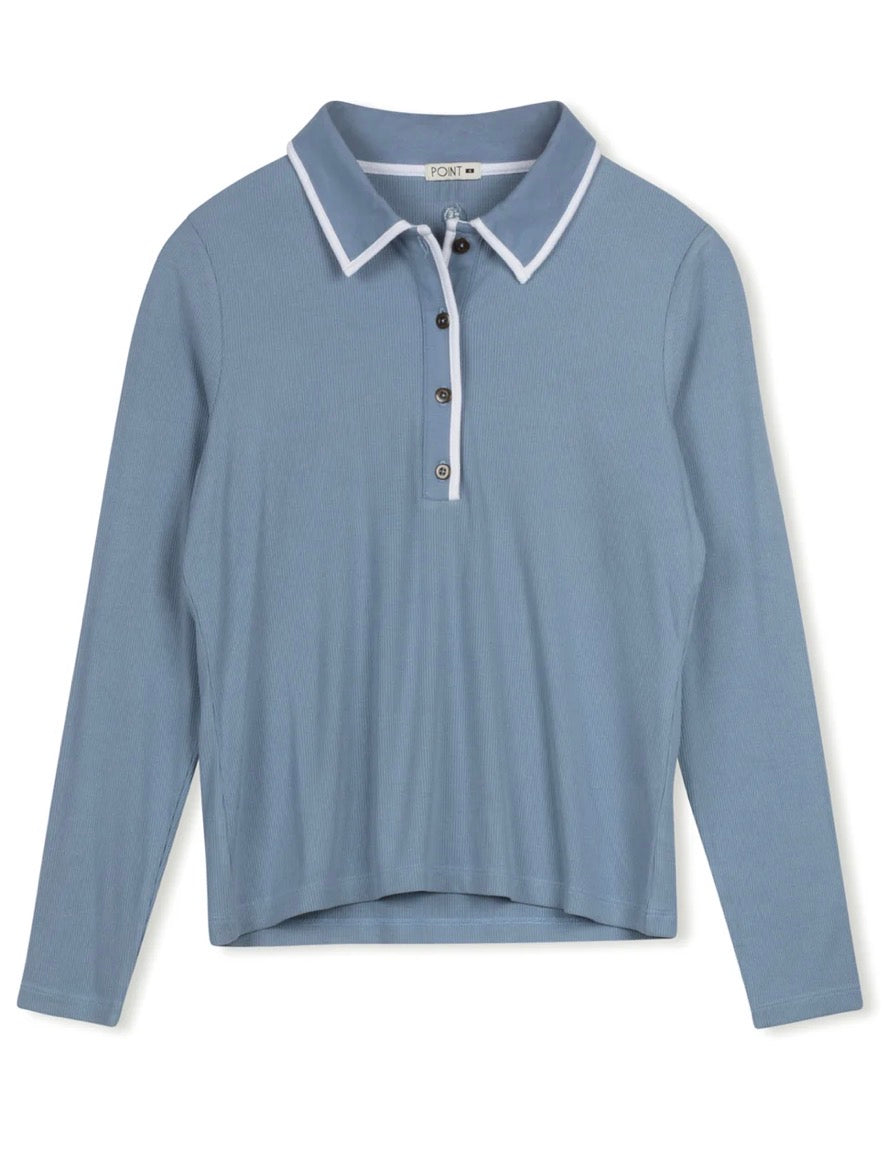 Point piped polo tee