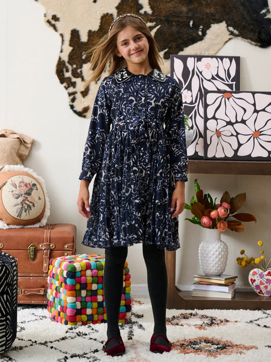 PORTER Navy/White Beaded Neck #2244