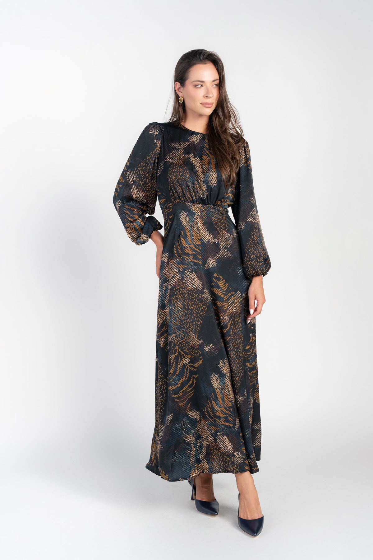Adina Las Vegas Becca Dress Long Sleeve Abstract Navy