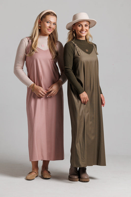 Loup Pinstripe Buckle Slip Jumper in Pink
