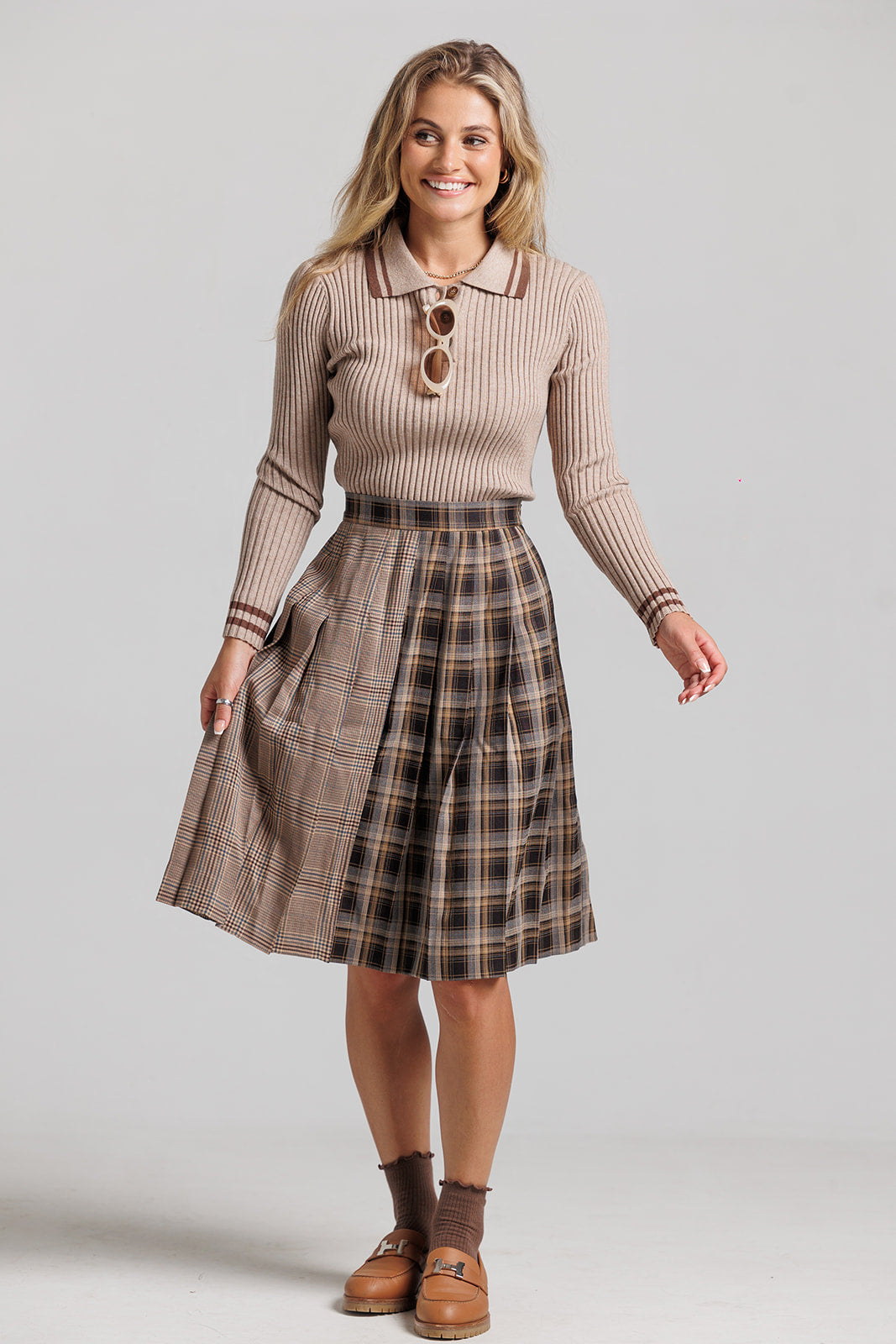 Loup Double Plaid Skirt