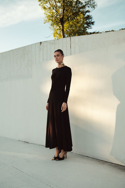 Bliss Ruched Jersey Dress Black