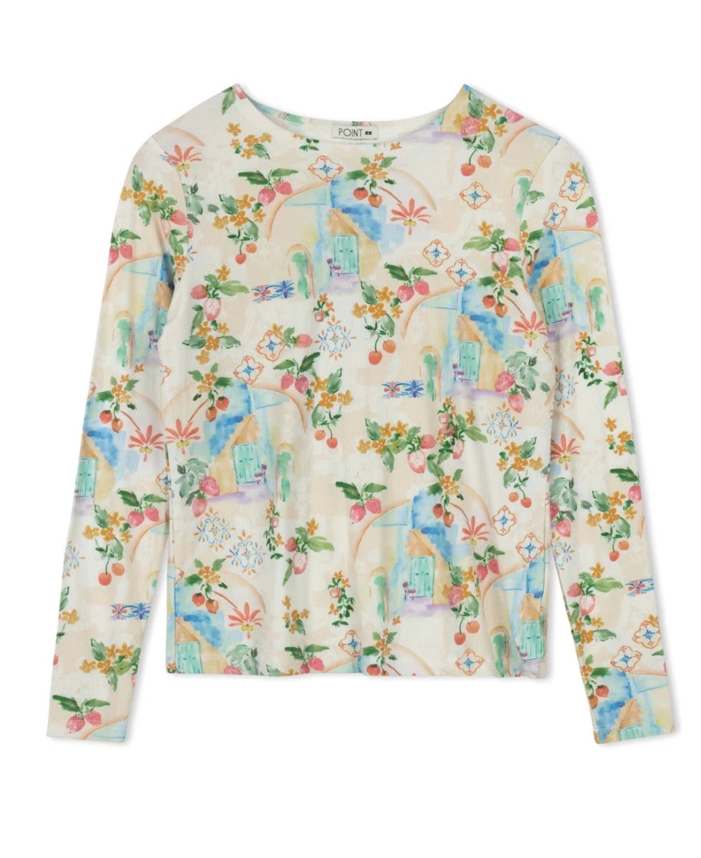 Point printed jersey crew fruit market