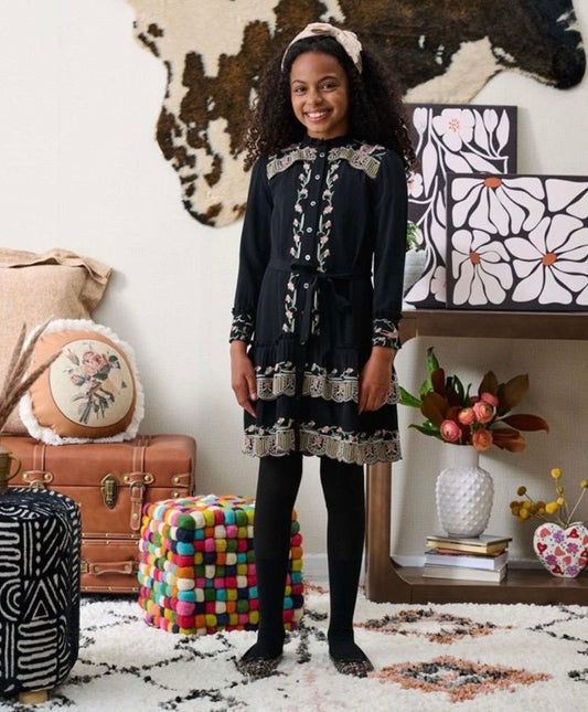 PORTER Black W Pastel Embroidery #2174