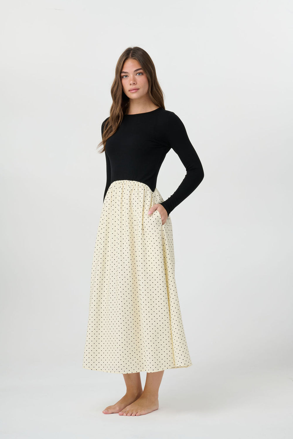 By Tess Elisa Dress Black and Cream Polka Dot