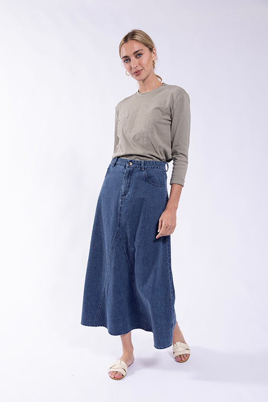 Concept Denim Front Panel Skirt