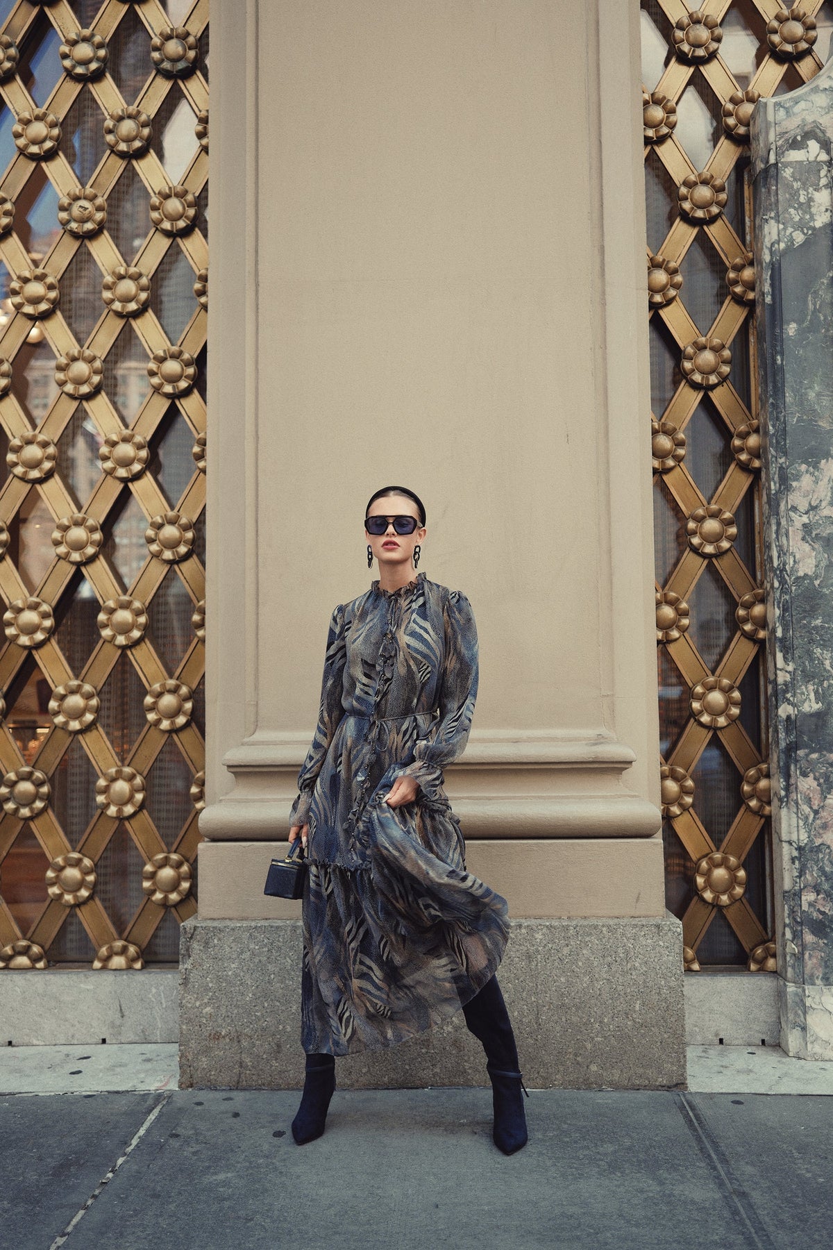 Adina Las Vegas Evie Midi Dress in Abstract Safari