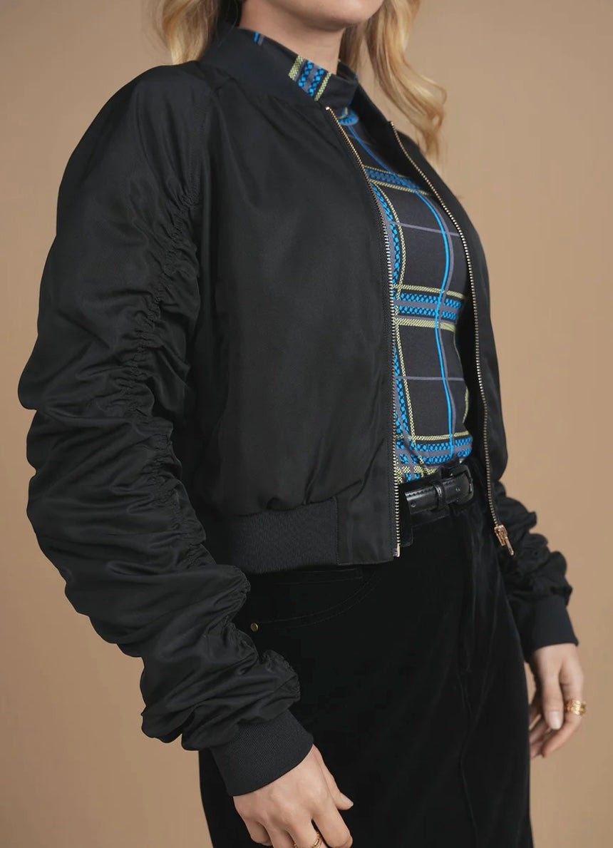 Bliss Ruched Sleeve Bomber