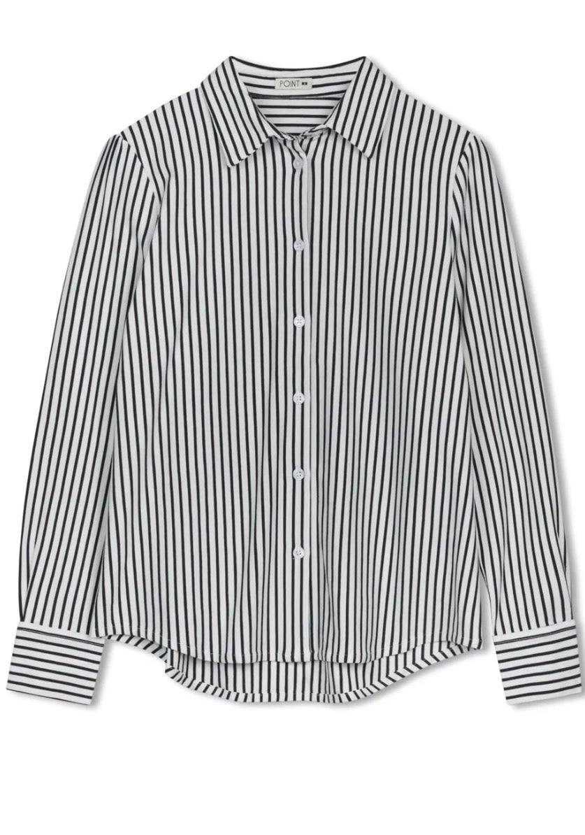 Point knit button up shirt