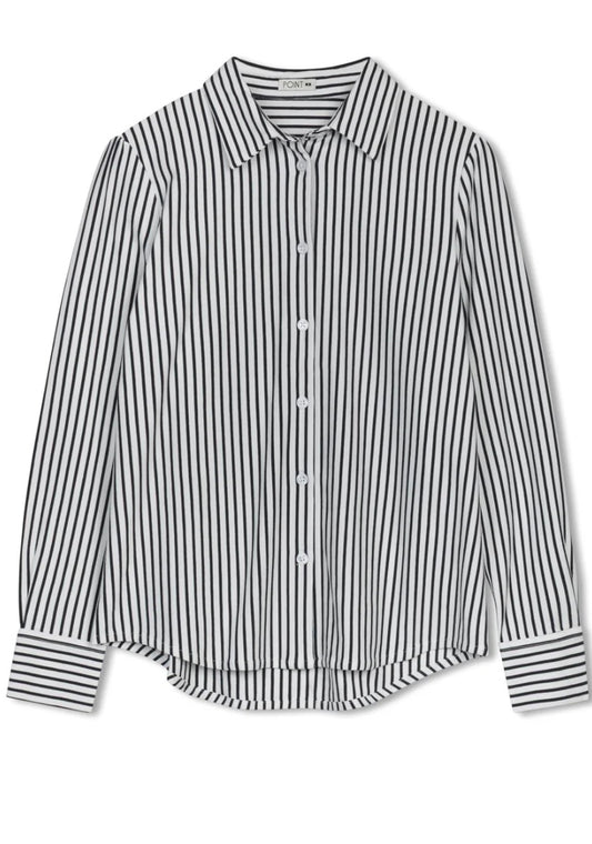 Point knit button up shirt