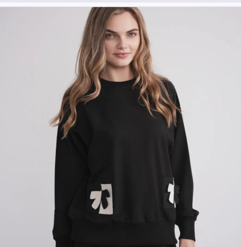 MOOD Crochet Pocket Sweatshirt Black