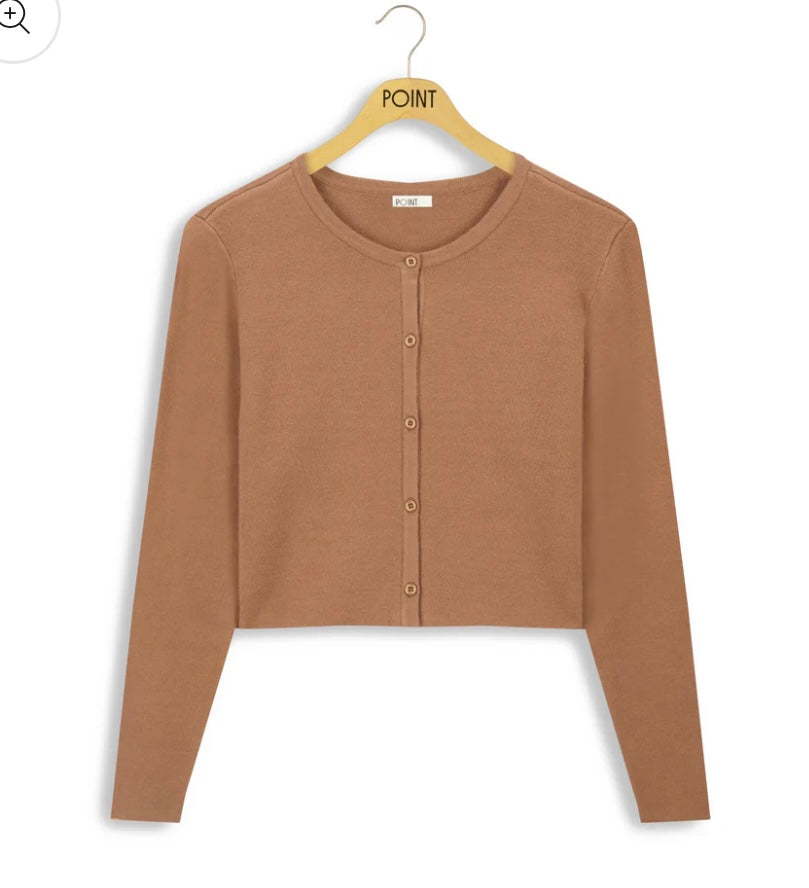 POINT CROPPED JACQUARD CARDI- 3 COLORS