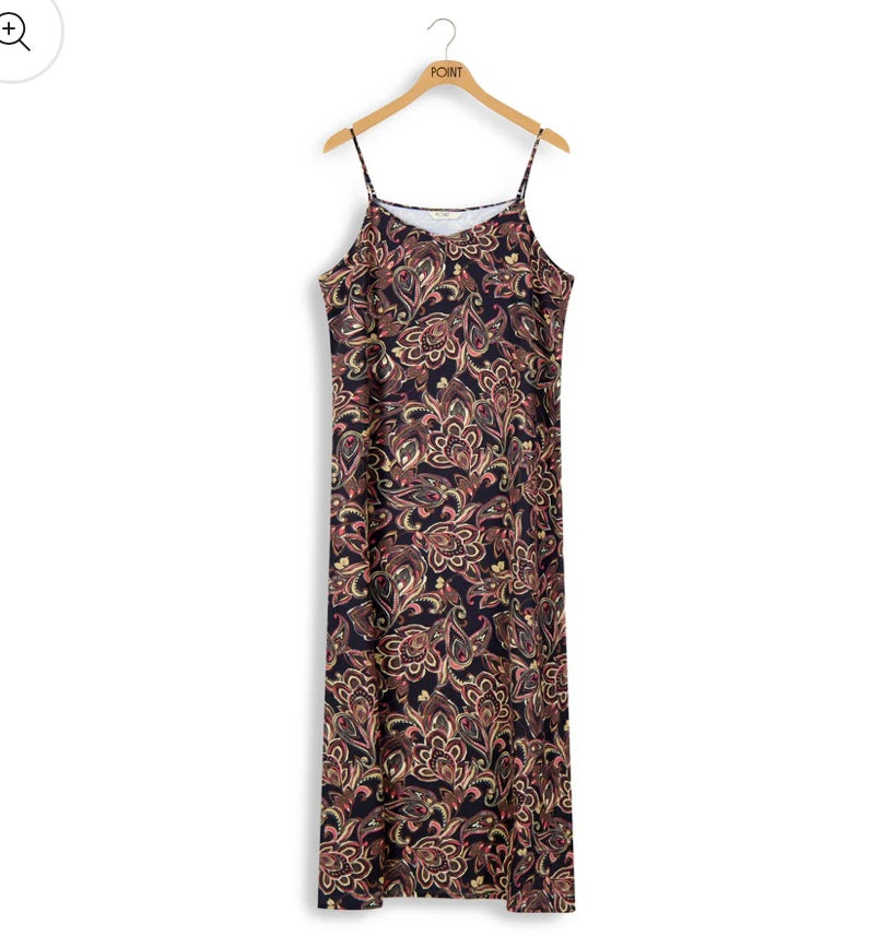 POINT ALINE SATIN SLIP DRESS PAISLEY
