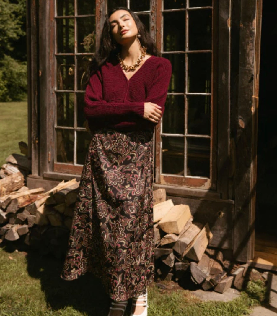 POINT ALINE SATIN SLIP DRESS PAISLEY