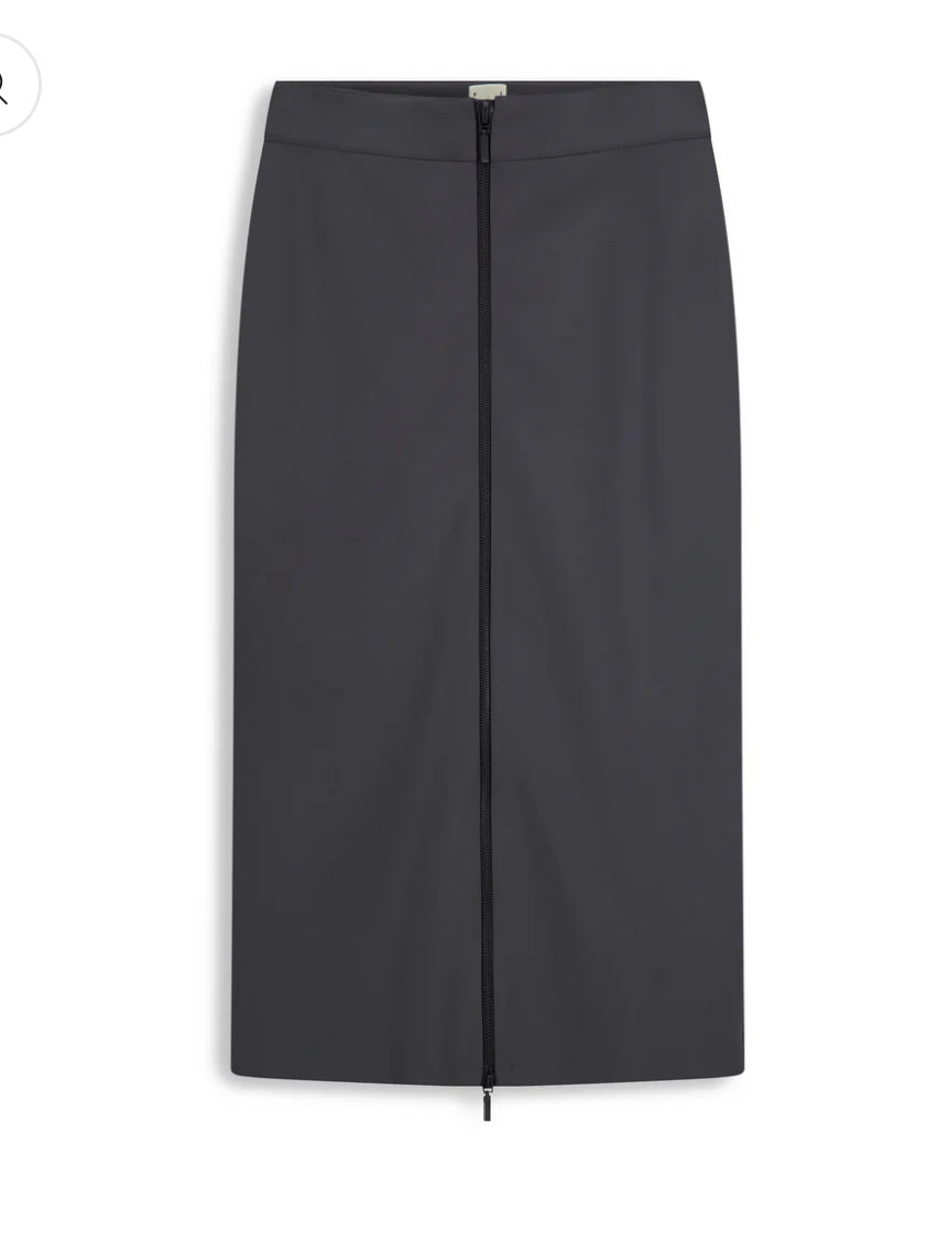 Point Ponte Zip Up Skirt- Gunmetal
