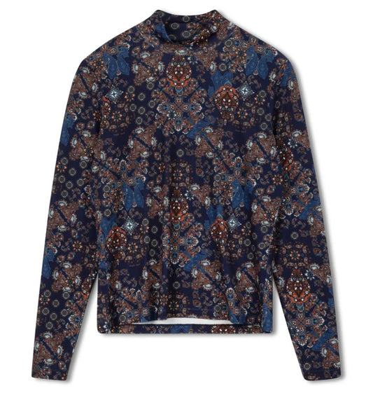 POINT PRINTED MOCK NECK TOP- 2 Colors