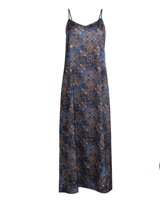 POINT SATIN A LINE SLIP DRESS MEDALLION