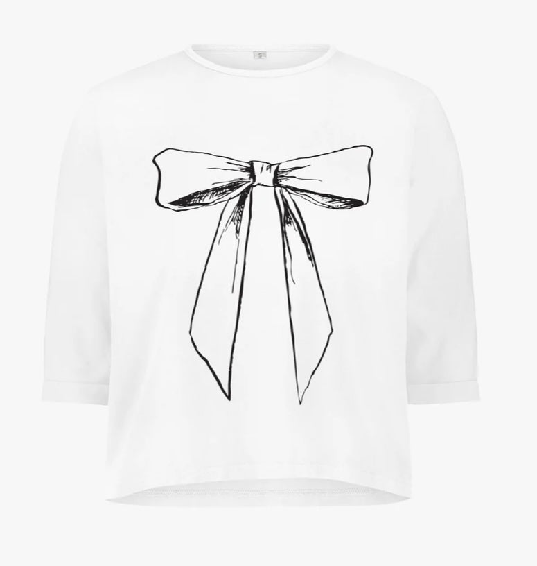 ADINA LV 3/4 Sleeve Cotton Graphic Tee- Bow