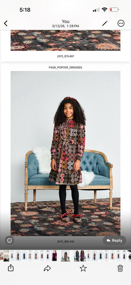 Porter Kids Brown Muave Mixed Media Dress