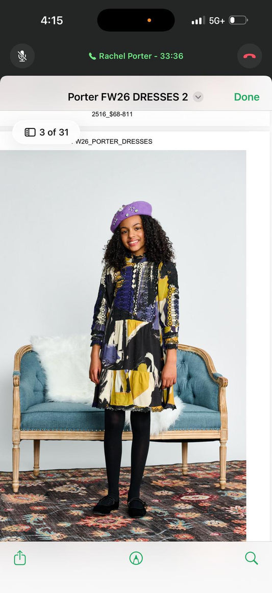 Porter Kids Voilet Amber W/ Black Lace Detail Dress