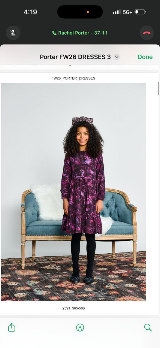 Porter Kids Plum Violet Print Dress