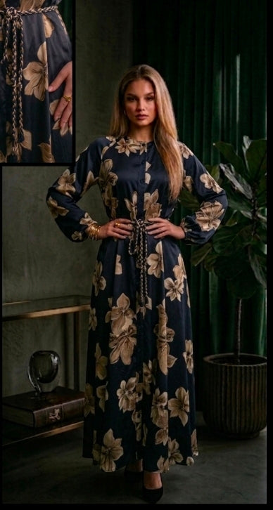 Relevant Black/Golden Floral Dress M1827