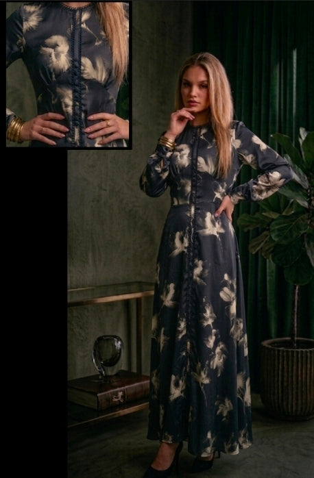 Relevant Black beige floral dress M1828