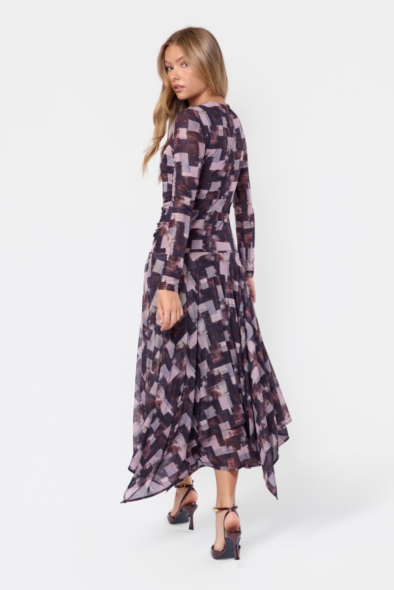 Yakira Bella Claudia Dress Brown/Pink Pattern