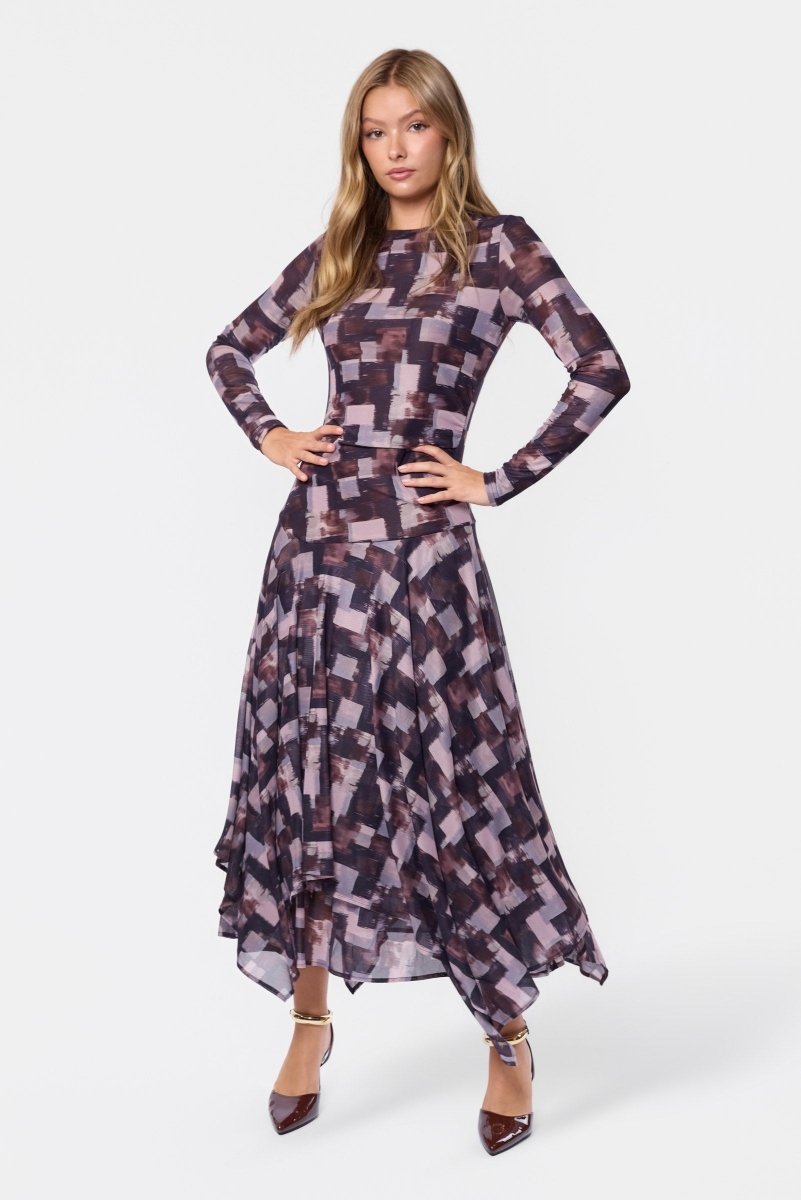 Yakira Bella Claudia Dress Brown/Pink Pattern