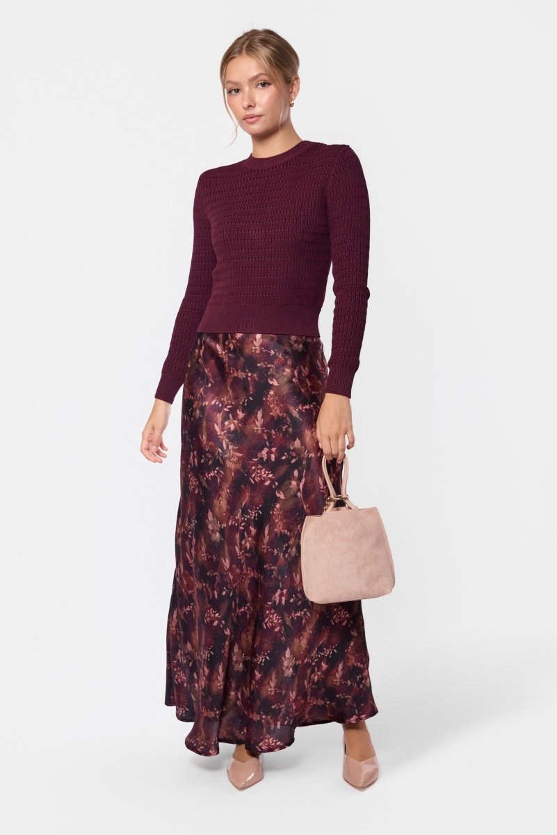 Yakira Bella Lisa Skirt Burgundy Pattern