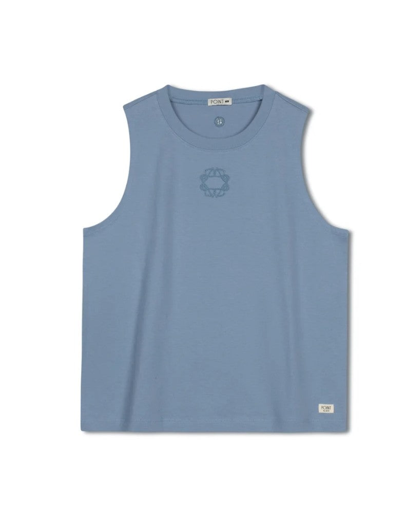 Point Embroidered Cotton Tank