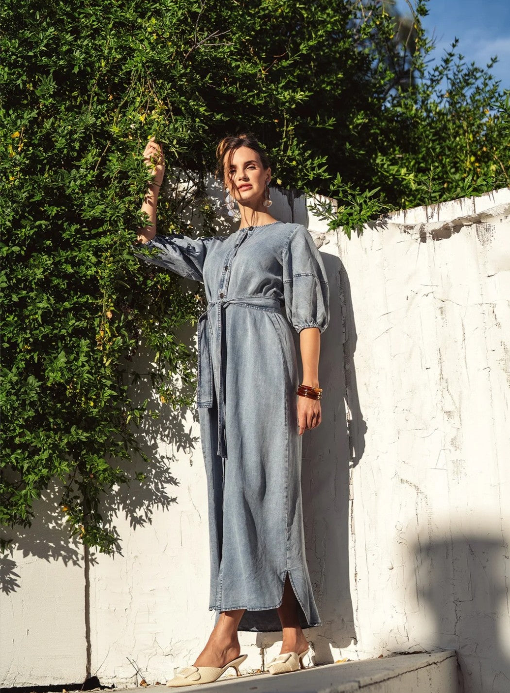 Bliss Puff Sleeve Denim Dress Tencil