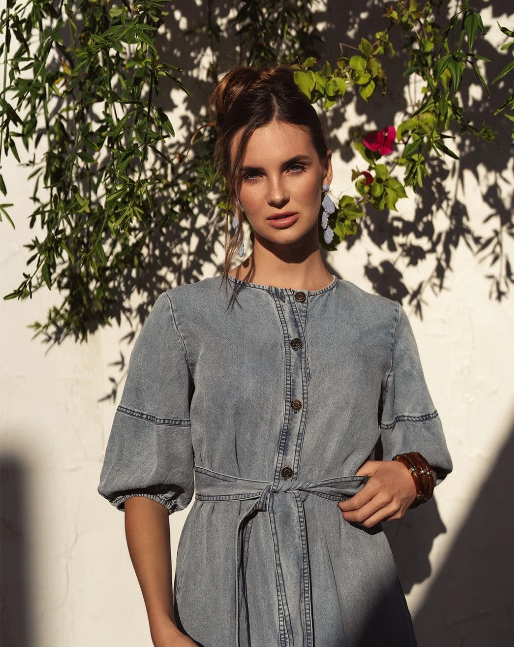 Bliss Puff Sleeve Denim Dress Tencil