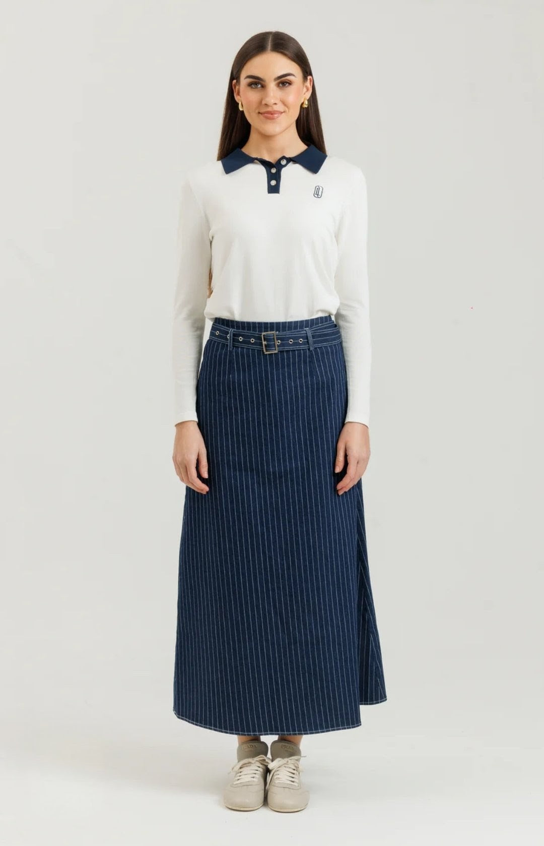 Loup pinstripe denim skirt