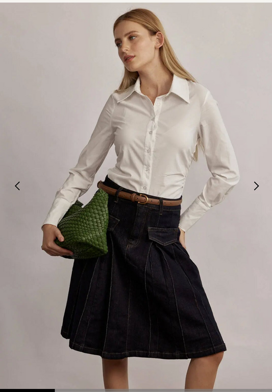 CB Pleated Denim Skirt