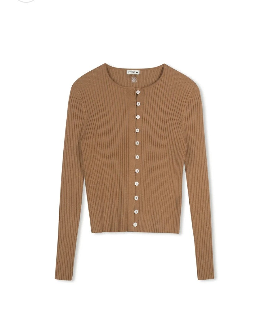 Point ribbed knit cardigan- 2 colors