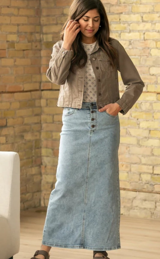 Inherit A line denim maxi skirt